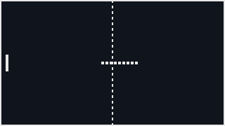 The court with the paddle at the left and, to its right, a row of nine small white squares two pixels apart, like a dotted line.