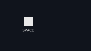 A dark window with one bright square in its left half and the word SPACE under it.