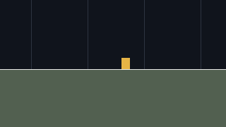 The same platformer after the player has run right, with the camera following and the player near the middle of the screen.